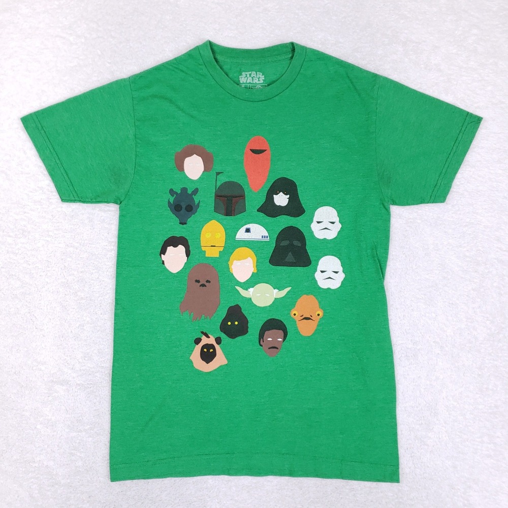 Star Wars Minimalist Character Portraits Green Heather Graphic T-Shirt Small